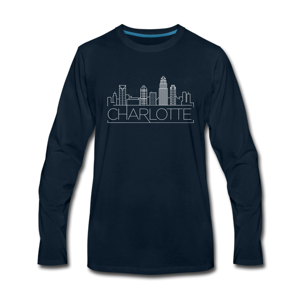 Charlotte, North Carolina Long Sleeve T-Shirt - Skylines Unisex Charlotte Long Sleeve Shirt - deep navy