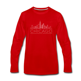 Chicago, Illinois Long Sleeve T-Shirt - Skylines Unisex Chicago Long Sleeve Shirt - red