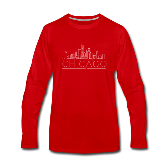Chicago, Illinois Long Sleeve T-Shirt - Skylines Unisex Chicago Long Sleeve Shirt - red