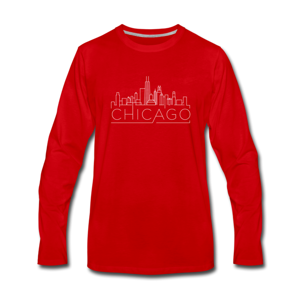 Chicago, Illinois Long Sleeve T-Shirt - Skylines Unisex Chicago Long Sleeve Shirt - red