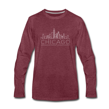 Chicago, Illinois Long Sleeve T-Shirt - Skylines Unisex Chicago Long Sleeve Shirt - heather burgundy