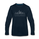 Chicago, Illinois Long Sleeve T-Shirt - Skylines Unisex Chicago Long Sleeve Shirt - deep navy