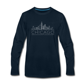 Chicago, Illinois Long Sleeve T-Shirt - Skylines Unisex Chicago Long Sleeve Shirt - deep navy