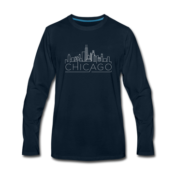 Chicago, Illinois Long Sleeve T-Shirt - Skylines Unisex Chicago Long Sleeve Shirt - deep navy