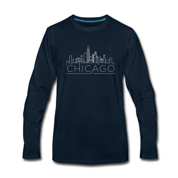 Chicago, Illinois Long Sleeve T-Shirt - Skylines Unisex Chicago Long Sleeve Shirt - deep navy