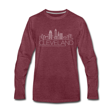 Cleveland, Ohio Long Sleeve T-Shirt - Skylines Unisex Cleveland Long Sleeve Shirt - heather burgundy