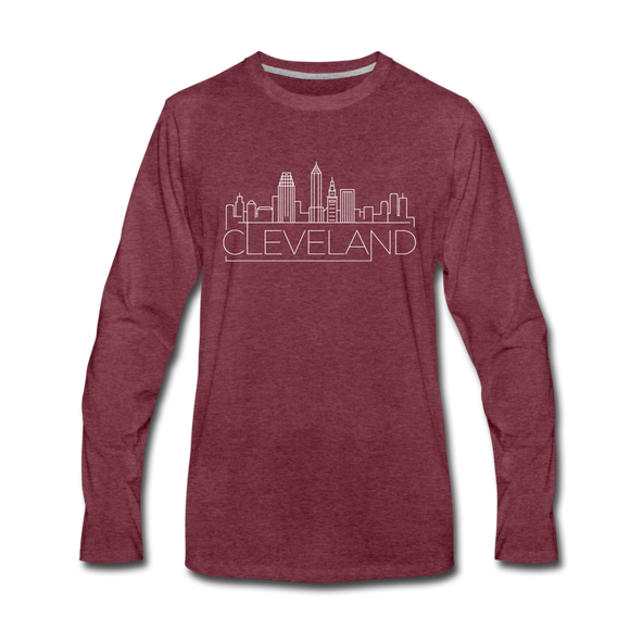 Cleveland, Ohio Long Sleeve T-Shirt - Skylines Unisex Cleveland Long Sleeve Shirt - heather burgundy