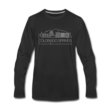 Colorado Springs, Colorado Long Sleeve T-Shirt - Skylines Unisex Colorado Springs Long Sleeve Shirt - black