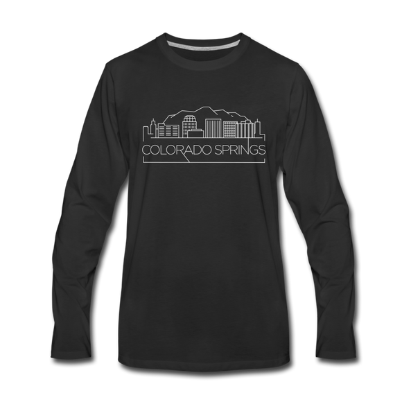 Colorado Springs, Colorado Long Sleeve T-Shirt - Skylines Unisex Colorado Springs Long Sleeve Shirt - black