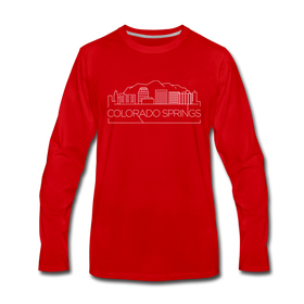 Colorado Springs, Colorado Long Sleeve T-Shirt - Skylines Unisex Colorado Springs Long Sleeve Shirt - red