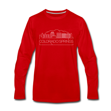 Colorado Springs, Colorado Long Sleeve T-Shirt - Skylines Unisex Colorado Springs Long Sleeve Shirt - red