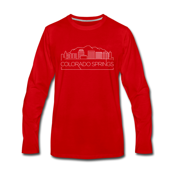 Colorado Springs, Colorado Long Sleeve T-Shirt - Skylines Unisex Colorado Springs Long Sleeve Shirt - red