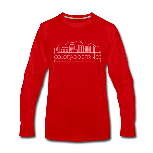 Colorado Springs, Colorado Long Sleeve T-Shirt - Skylines Unisex Colorado Springs Long Sleeve Shirt - red