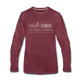 Colorado Springs, Colorado Long Sleeve T-Shirt - Skylines Unisex Colorado Springs Long Sleeve Shirt - heather burgundy