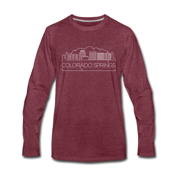 Colorado Springs, Colorado Long Sleeve T-Shirt - Skylines Unisex Colorado Springs Long Sleeve Shirt - heather burgundy