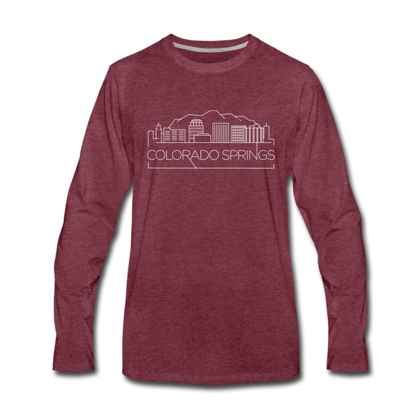 Colorado Springs, Colorado Long Sleeve T-Shirt - Skylines Unisex Colorado Springs Long Sleeve Shirt - heather burgundy