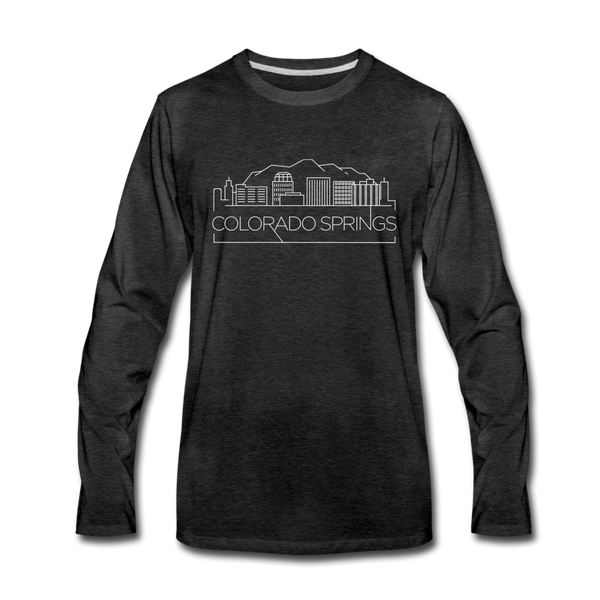 Colorado Springs, Colorado Long Sleeve T-Shirt - Skylines Unisex Colorado Springs Long Sleeve Shirt - charcoal gray