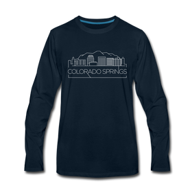 Colorado Springs, Colorado Long Sleeve T-Shirt - Skylines Unisex Colorado Springs Long Sleeve Shirt - deep navy