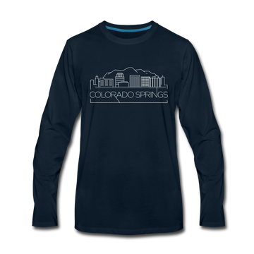 Colorado Springs, Colorado Long Sleeve T-Shirt - Skylines Unisex Colorado Springs Long Sleeve Shirt - deep navy