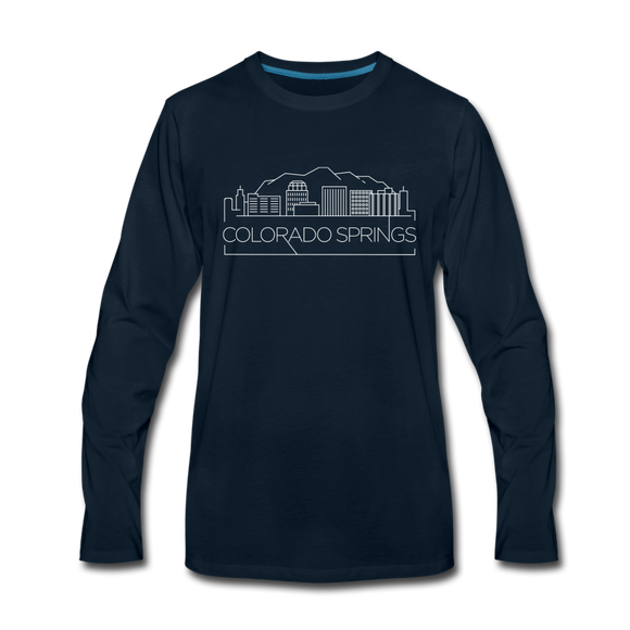 Colorado Springs, Colorado Long Sleeve T-Shirt - Skylines Unisex Colorado Springs Long Sleeve Shirt - deep navy