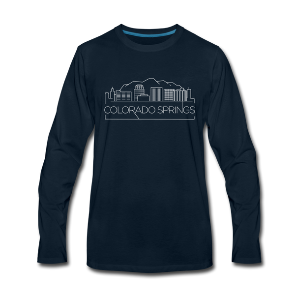 Colorado Springs, Colorado Long Sleeve T-Shirt - Skylines Unisex Colorado Springs Long Sleeve Shirt - deep navy