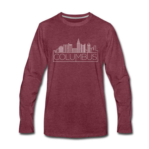 Columbus, Ohio Long Sleeve T-Shirt - Skylines Unisex Columbus Long Sleeve Shirt - heather burgundy