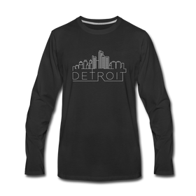 Detroit, Michigan Long Sleeve T-Shirt - Skylines Unisex Detroit Long Sleeve Shirt - black