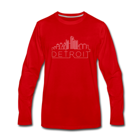 Detroit, Michigan Long Sleeve T-Shirt - Skylines Unisex Detroit Long Sleeve Shirt - red