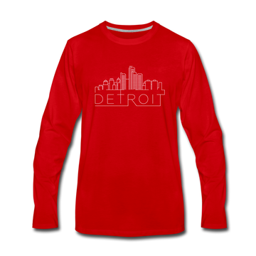 Detroit, Michigan Long Sleeve T-Shirt - Skylines Unisex Detroit Long Sleeve Shirt - red