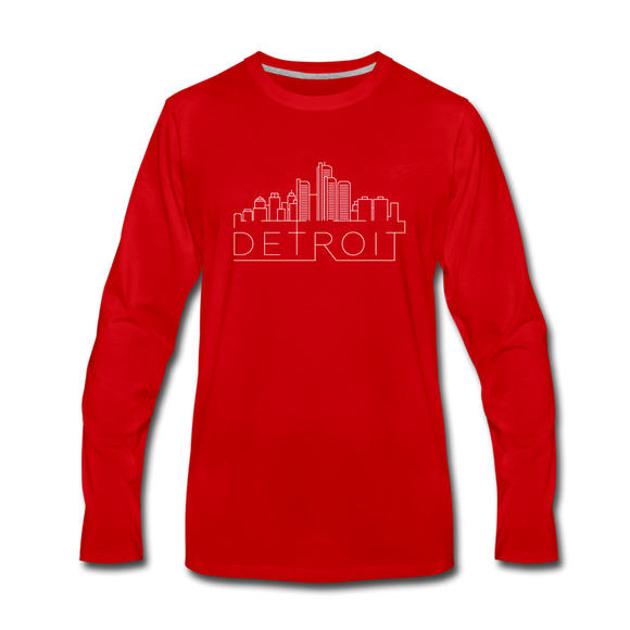 Detroit, Michigan Long Sleeve T-Shirt - Skylines Unisex Detroit Long Sleeve Shirt - red