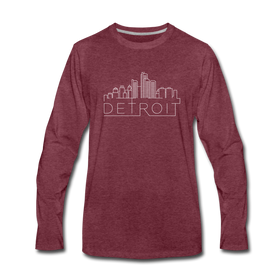 Detroit, Michigan Long Sleeve T-Shirt - Skylines Unisex Detroit Long Sleeve Shirt - heather burgundy