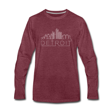 Detroit, Michigan Long Sleeve T-Shirt - Skylines Unisex Detroit Long Sleeve Shirt - heather burgundy