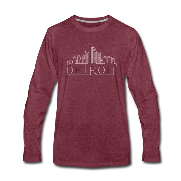 Detroit, Michigan Long Sleeve T-Shirt - Skylines Unisex Detroit Long Sleeve Shirt - heather burgundy