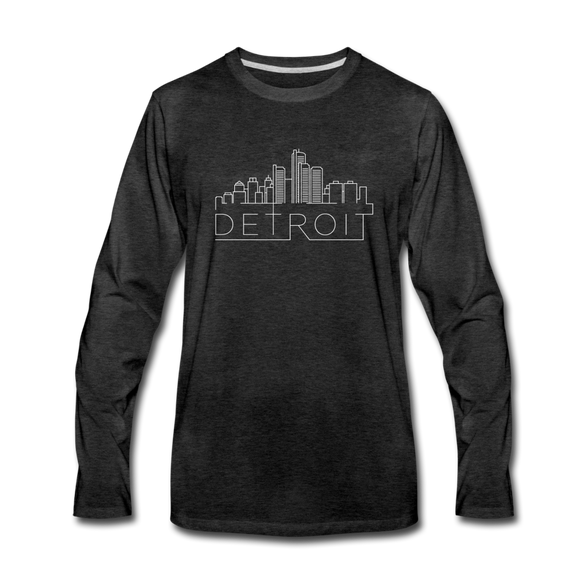 Detroit, Michigan Long Sleeve T-Shirt - Skylines Unisex Detroit Long Sleeve Shirt - charcoal gray
