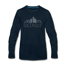 Detroit, Michigan Long Sleeve T-Shirt - Skylines Unisex Detroit Long Sleeve Shirt - deep navy