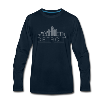Detroit, Michigan Long Sleeve T-Shirt - Skylines Unisex Detroit Long Sleeve Shirt - deep navy