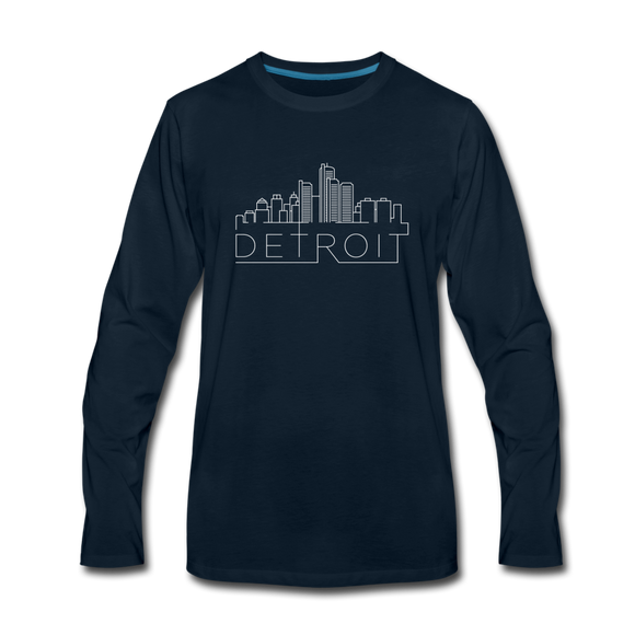 Detroit, Michigan Long Sleeve T-Shirt - Skylines Unisex Detroit Long Sleeve Shirt - deep navy