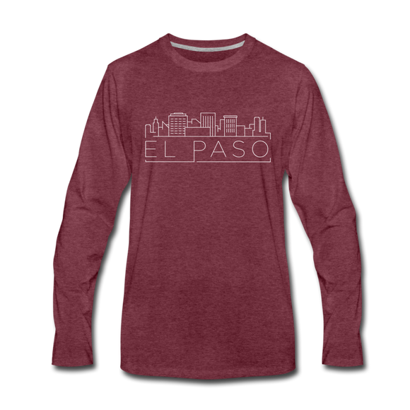 El Paso, Texas Long Sleeve T-Shirt - Skylines Unisex El Paso Long Sleeve Shirt - heather burgundy