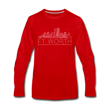 Fort Worth, Texas Long Sleeve T-Shirt - Skylines Unisex Fort Worth Long Sleeve Shirt - red