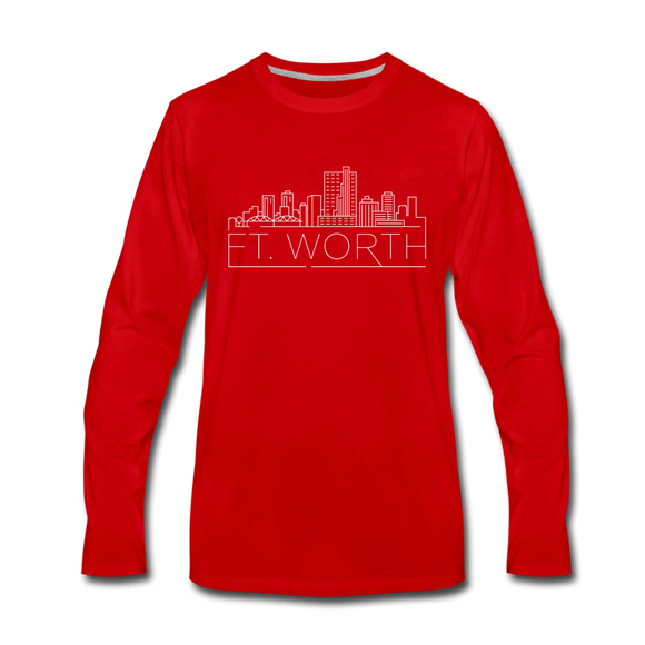 Fort Worth, Texas Long Sleeve T-Shirt - Skylines Unisex Fort Worth Long Sleeve Shirt - red