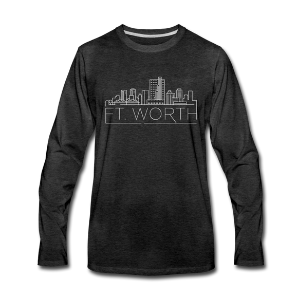 Fort Worth, Texas Long Sleeve T-Shirt - Skylines Unisex Fort Worth Long Sleeve Shirt - charcoal gray