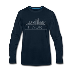Fort Worth, Texas Long Sleeve T-Shirt - Skylines Unisex Fort Worth Long Sleeve Shirt - deep navy