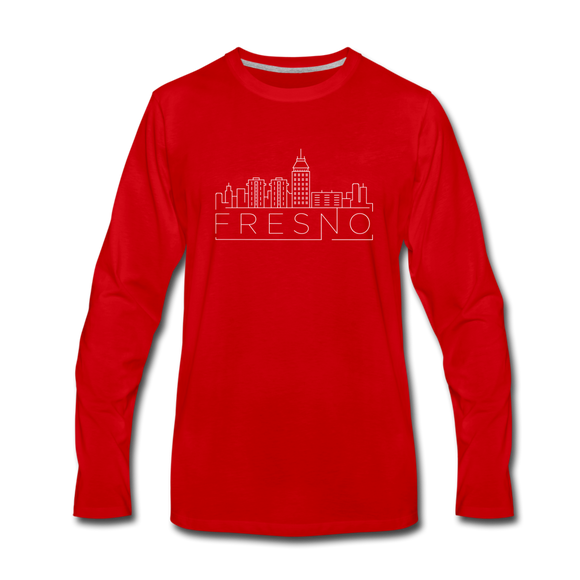 Fresno, California Long Sleeve T-Shirt - Skylines Unisex Fresno Long Sleeve Shirt - red