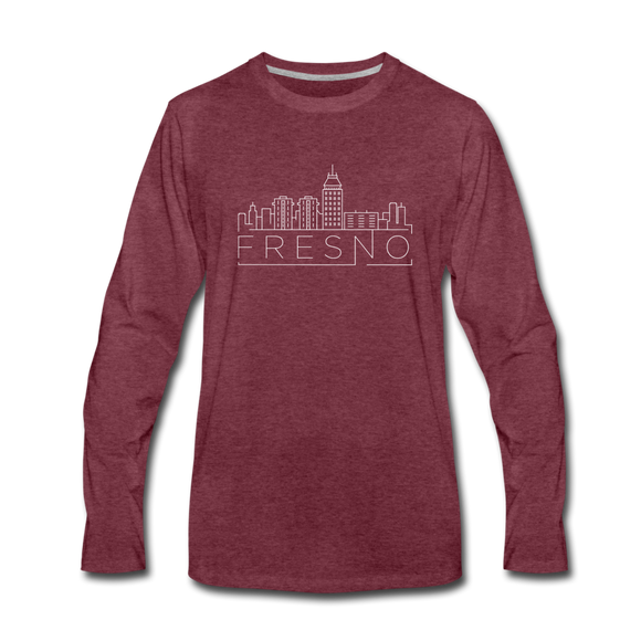Fresno, California Long Sleeve T-Shirt - Skylines Unisex Fresno Long Sleeve Shirt - heather burgundy