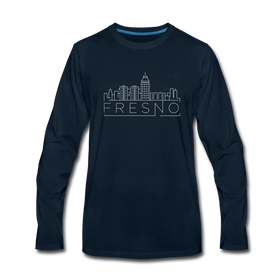 Fresno, California Long Sleeve T-Shirt - Skylines Unisex Fresno Long Sleeve Shirt - deep navy