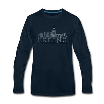 Fresno, California Long Sleeve T-Shirt - Skylines Unisex Fresno Long Sleeve Shirt - deep navy
