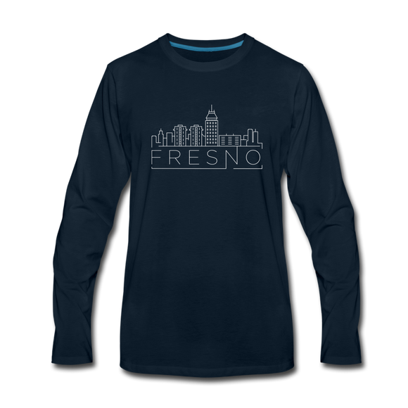 Fresno, California Long Sleeve T-Shirt - Skylines Unisex Fresno Long Sleeve Shirt - deep navy