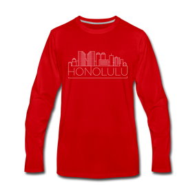 Honolulu, Hawaii Long Sleeve T-Shirt - Skylines Unisex Honolulu Long Sleeve Shirt - red