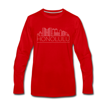 Honolulu, Hawaii Long Sleeve T-Shirt - Skylines Unisex Honolulu Long Sleeve Shirt - red