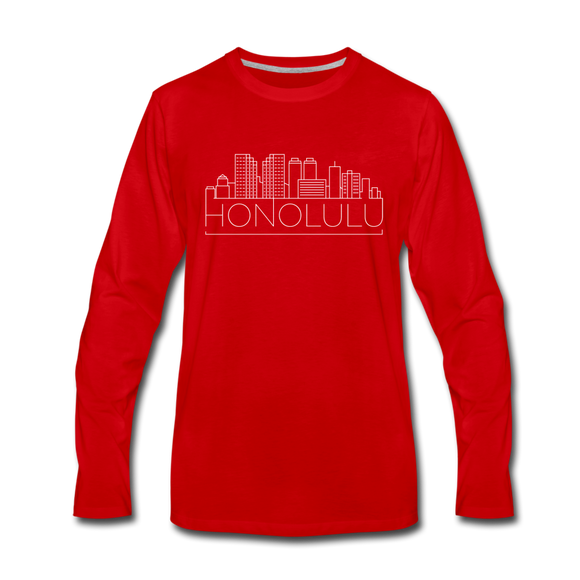 Honolulu, Hawaii Long Sleeve T-Shirt - Skylines Unisex Honolulu Long Sleeve Shirt - red